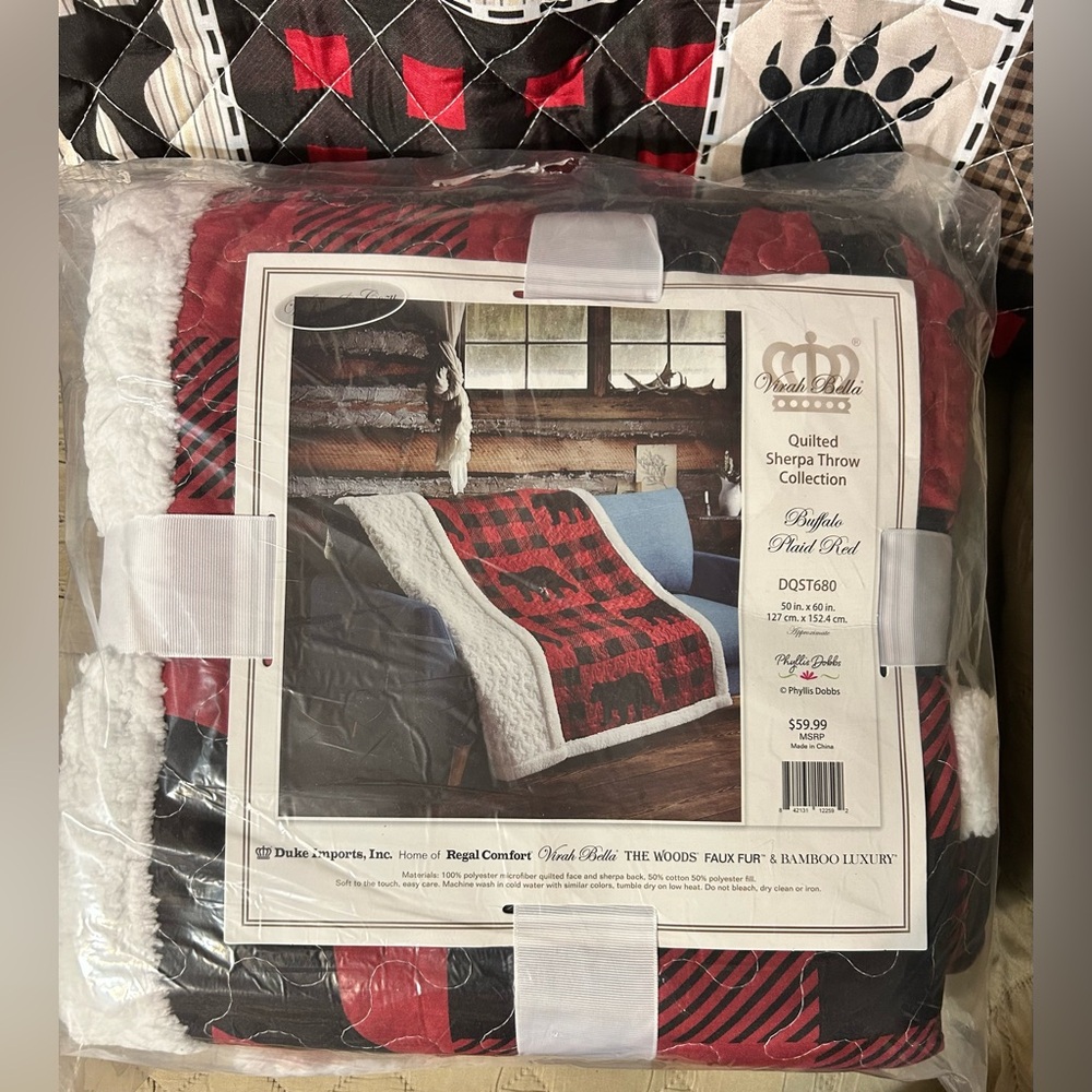 Lodge Life quilted tote bag & Virah Bella Quilted Sherpa Throw - Picture 10 of 13